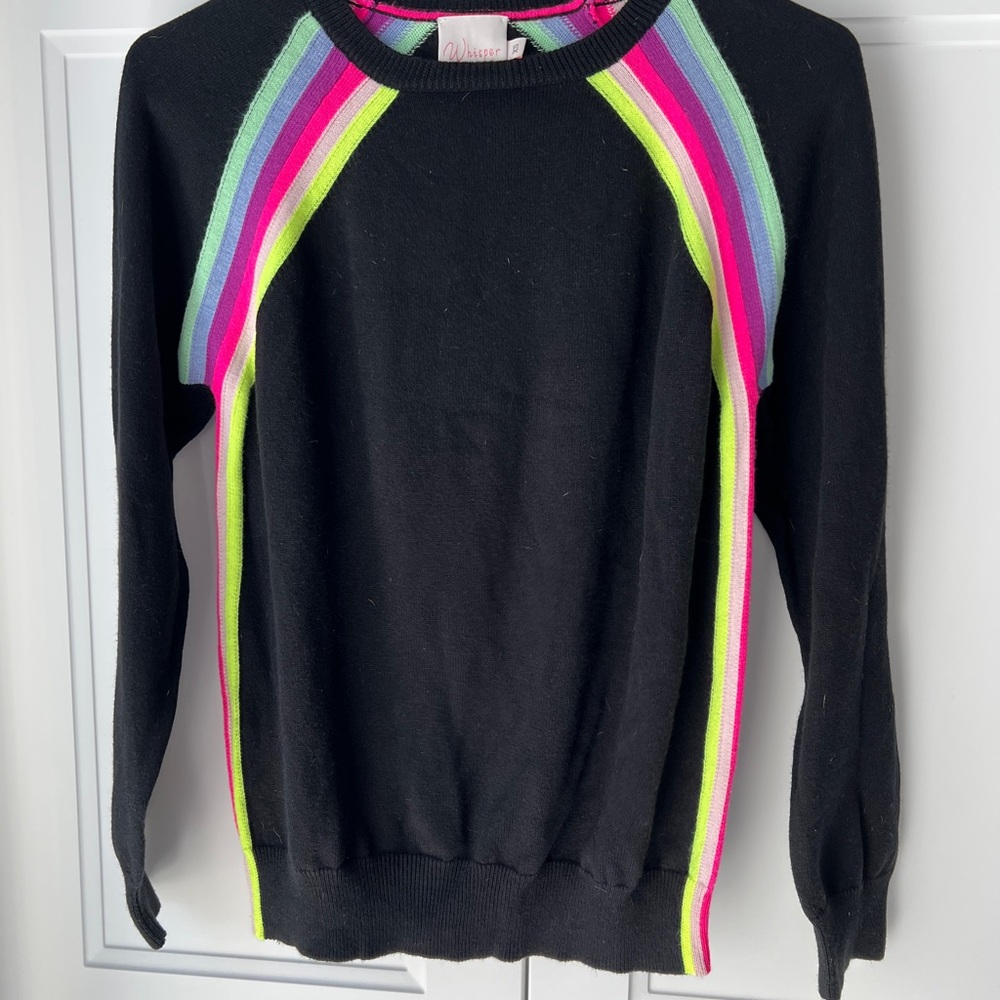 Black Sweater with Multicolor Stripes